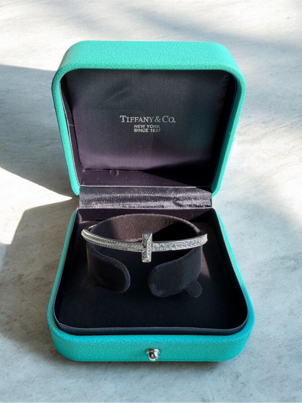 Tiffany & Co. Silver T Wire Pave Diamond Bracelet - White/Silver